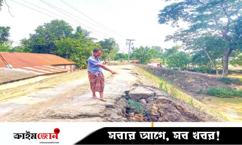 গাইবান্ধার সাঘাটায় কাজ শেষের আগেই বাঁধে ধস