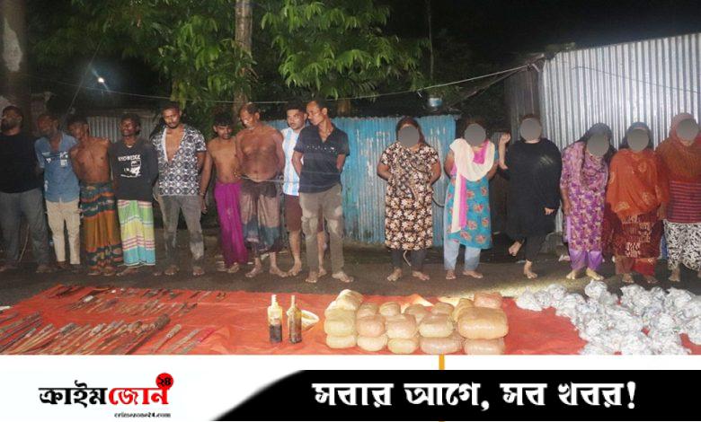 ফরিদপুরে মাদকবিরোধী অভিযানে নারীসহ আটক ১৫