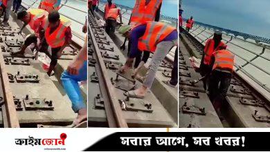 খুলে ফেলা হচ্ছে যমুনা সেতুর রেললাইন