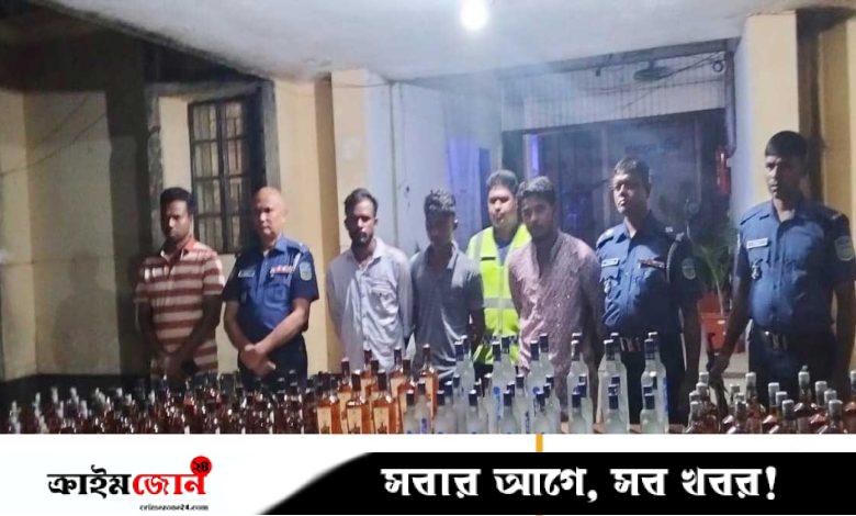 পিকআপে করে নেওয়া হচ্ছিল বিদেশি মদ, তিনজন আটক