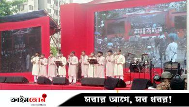 মানিক মিয়া অ্যাভিনিউতে সাইমুম শিল্পীগোষ্ঠীর গানে শুরু ‎জুলাই গণ-অভ্যুত্থানের বর্ষপূর্তির আয়োজন