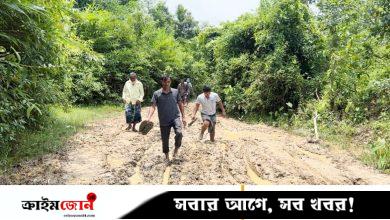 কাদাপথে তিন কিলোমিটারে চরম দুর্ভোগ