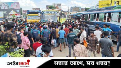 বরিশালে ছাত্র-জনতার পাল্টা অবরোধ বাসশ্রমিকদের