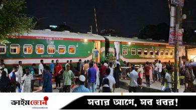 ব্রডগেজ ট্রেন মিটারগেজ লাইনে, ইঞ্জিনসহ বগি লাইনচ্যুত