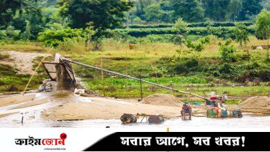 করতোয়া ও সাঁও নদীতে অবৈধ ড্রেজার মেশিনের হুমকি ও নদী ভাঙন