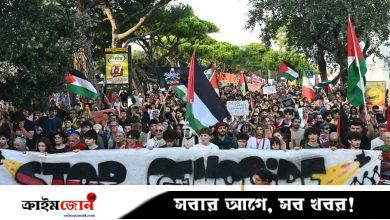 ভেনিস চলচ্চিত্র উৎসবে ইসরায়েলের বিরুদ্ধে হাজারো মানুষের বিক্ষোভ